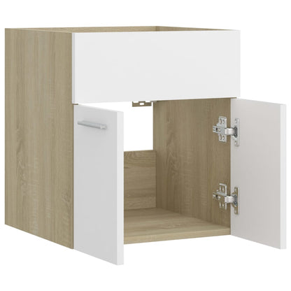 Sink Cabinet White and Sonoma Oak 41x38.5x46 cm Engineered Wood