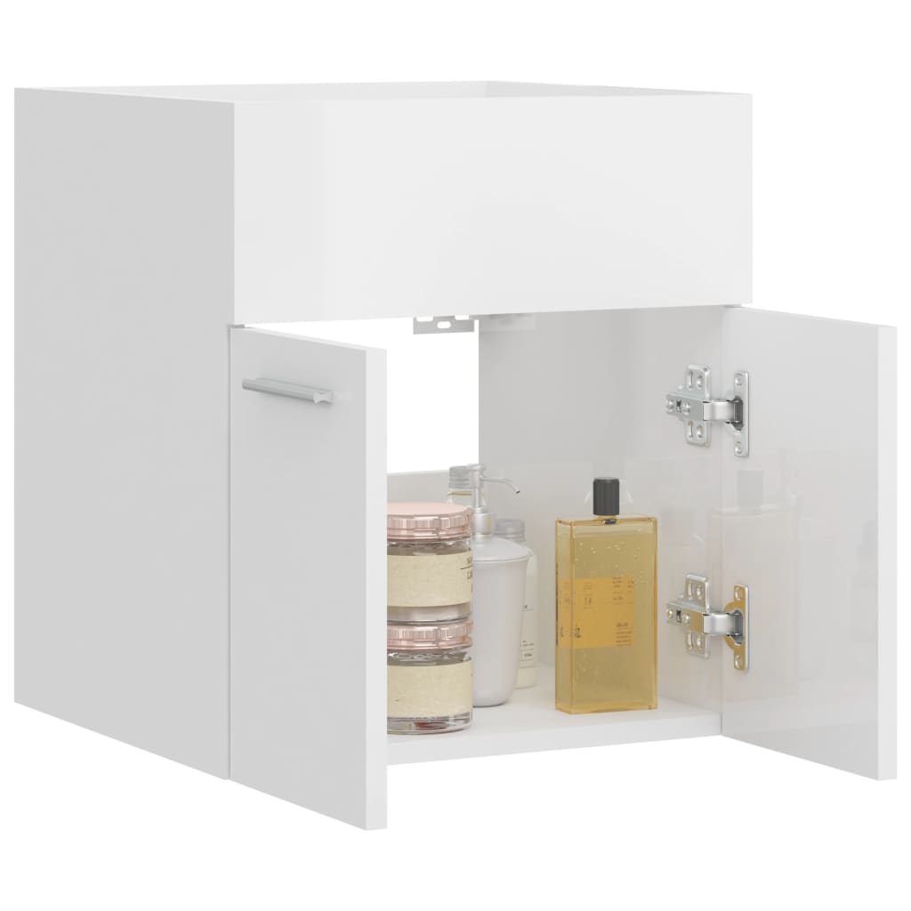 Sink Cabinet High Gloss White 41x38.5x46 cm Engineered Wood