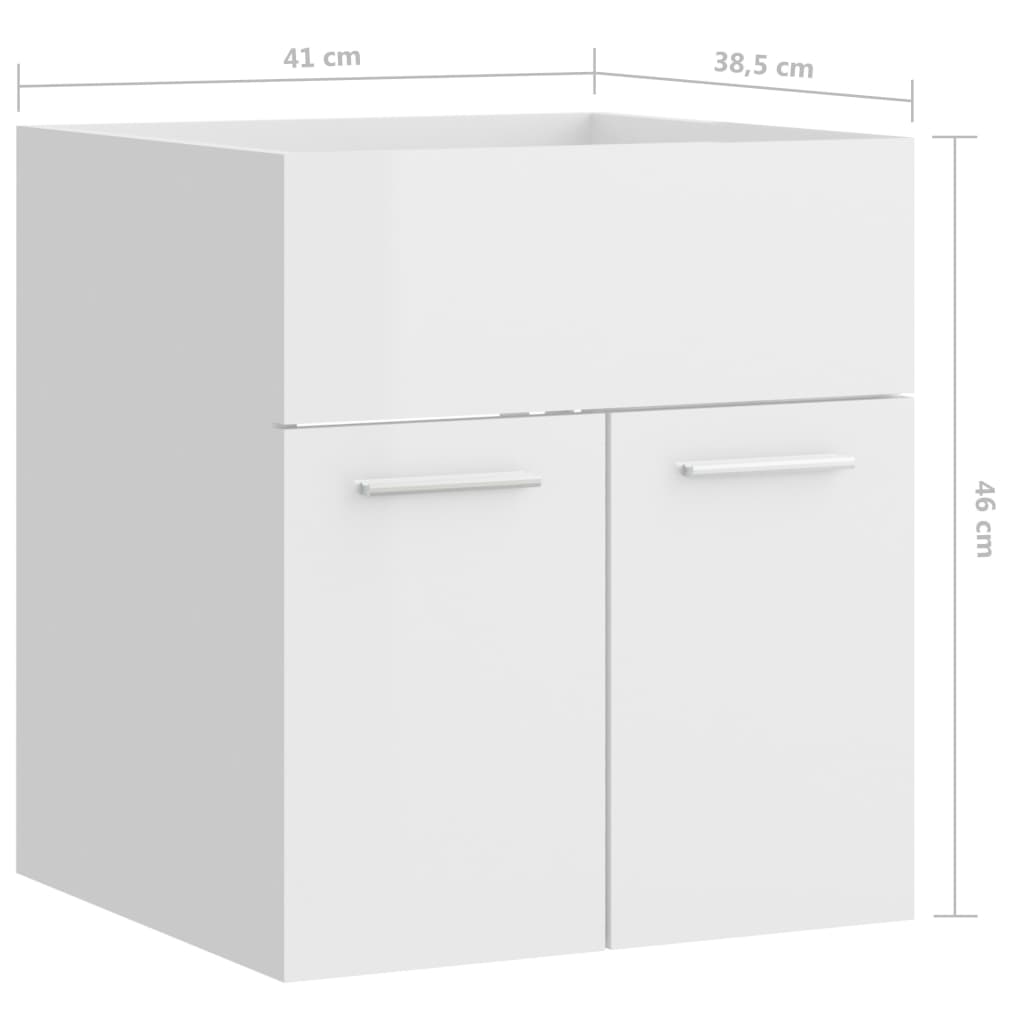 Sink Cabinet High Gloss White 41x38.5x46 cm Engineered Wood