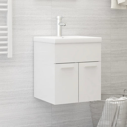 Sink Cabinet High Gloss White 41x38.5x46 cm Engineered Wood