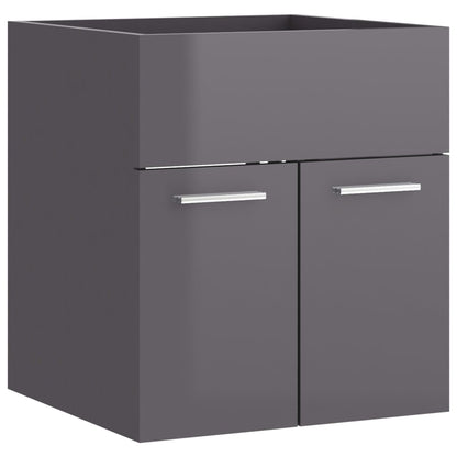 Sink Cabinet High Gloss Grey 41x38.5x46 cm Engineered Wood