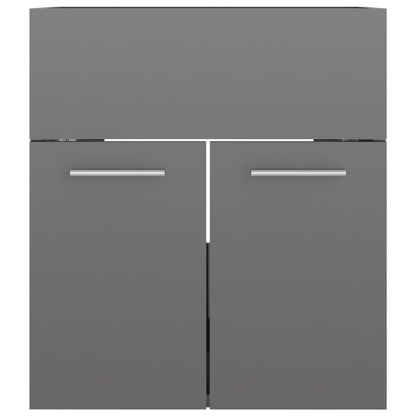 Sink Cabinet High Gloss Grey 41x38.5x46 cm Engineered Wood