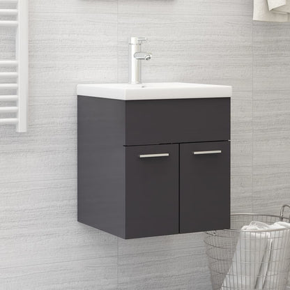 Sink Cabinet High Gloss Grey 41x38.5x46 cm Engineered Wood