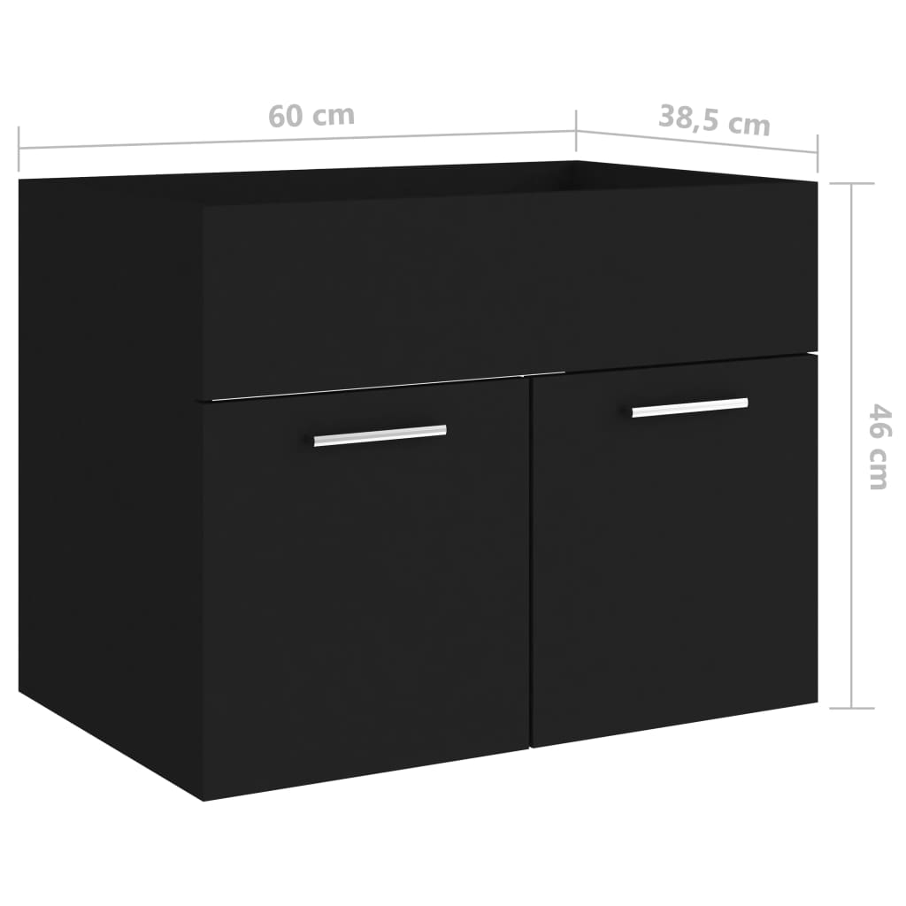 Sink Cabinet Black 60x38.5x46 cm Engineered Wood