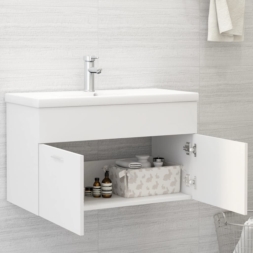 Sink Cabinet White 80x38.5x46 cm Engineered Wood