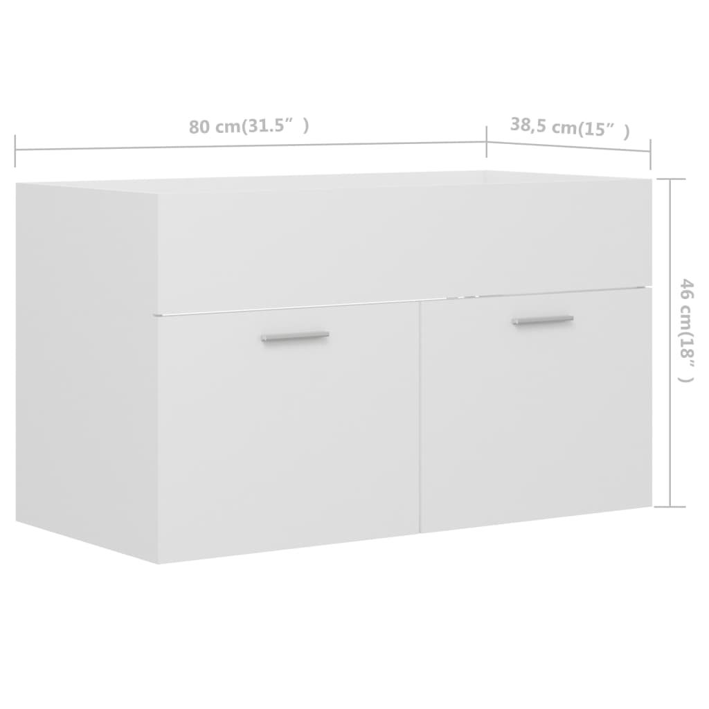 Sink Cabinet White 80x38.5x46 cm Engineered Wood