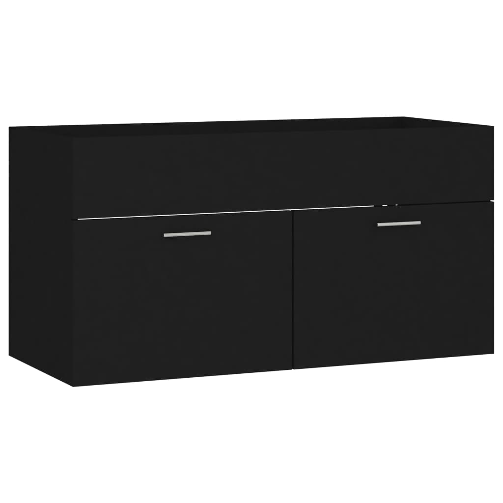 Sink Cabinet Black 90x38.5x46 cm Engineered Wood