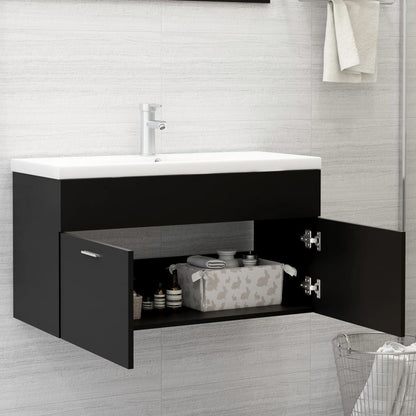 Sink Cabinet Black 90x38.5x46 cm Engineered Wood