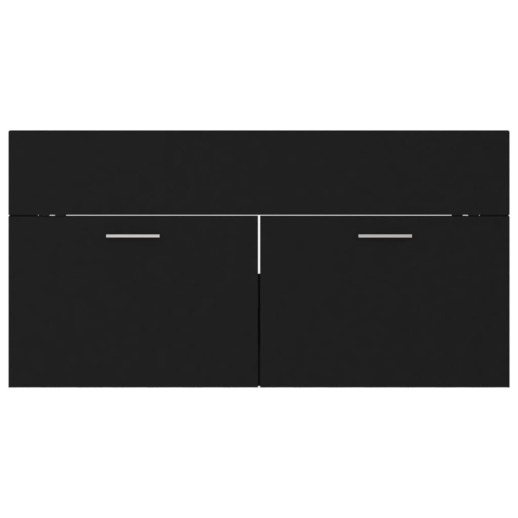 Sink Cabinet Black 90x38.5x46 cm Engineered Wood