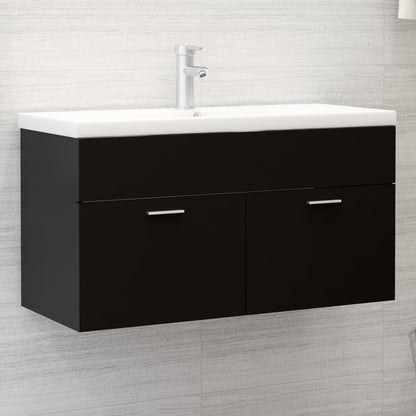 Sink Cabinet Black 90x38.5x46 cm Engineered Wood