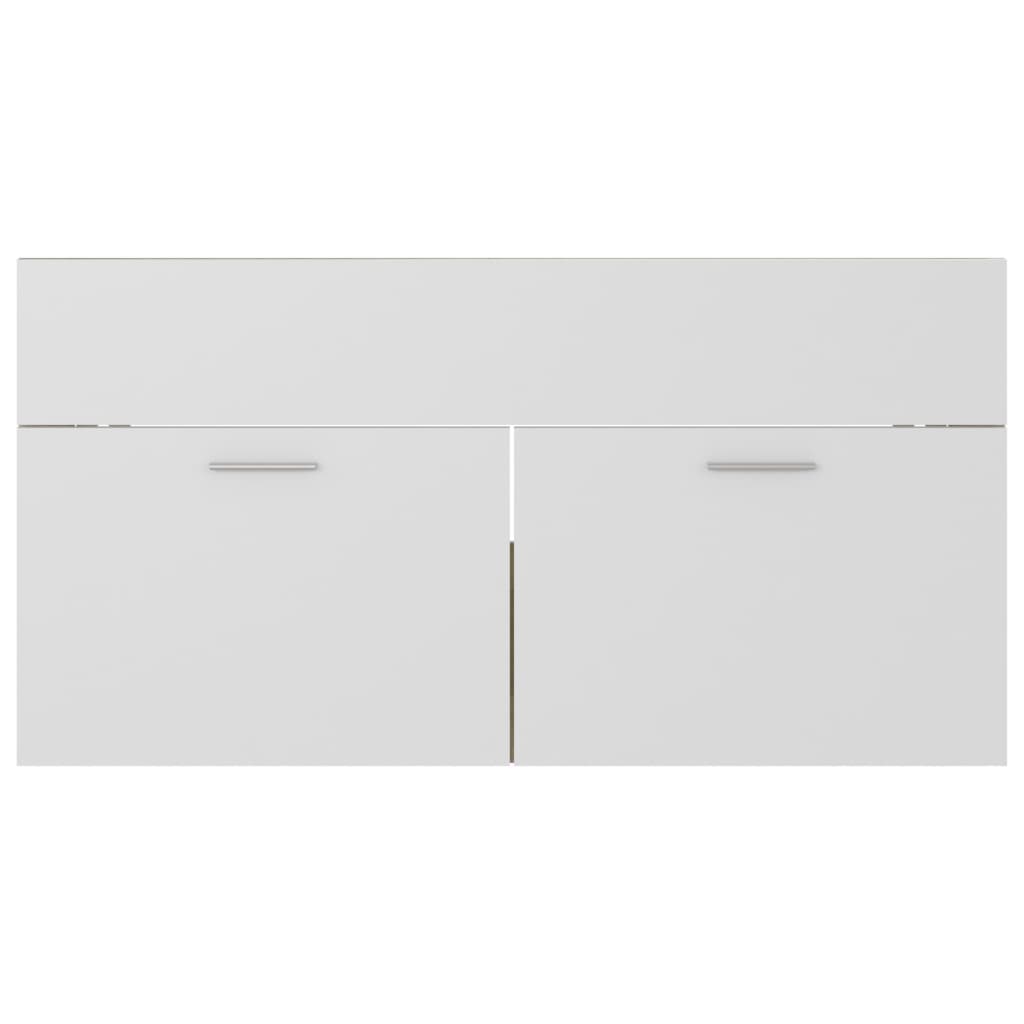 Sink Cabinet White and Sonoma Oak 90x38.5x46 cm Engineered Wood