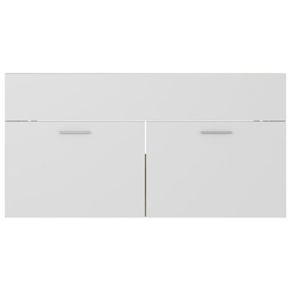 Sink Cabinet White and Sonoma Oak 90x38.5x46 cm Engineered Wood