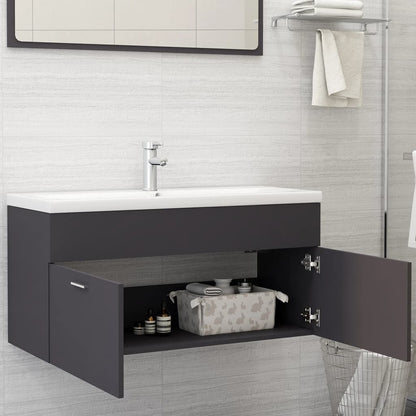 Sink Cabinet Grey 100x38.5x46 cm Engineered Wood