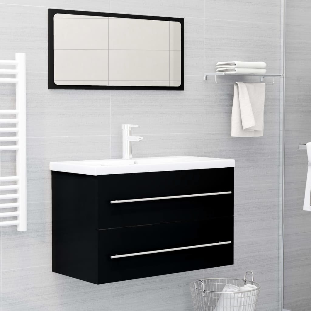 Sink Cabinet Black 80x38.5x48 cm Engineered Wood