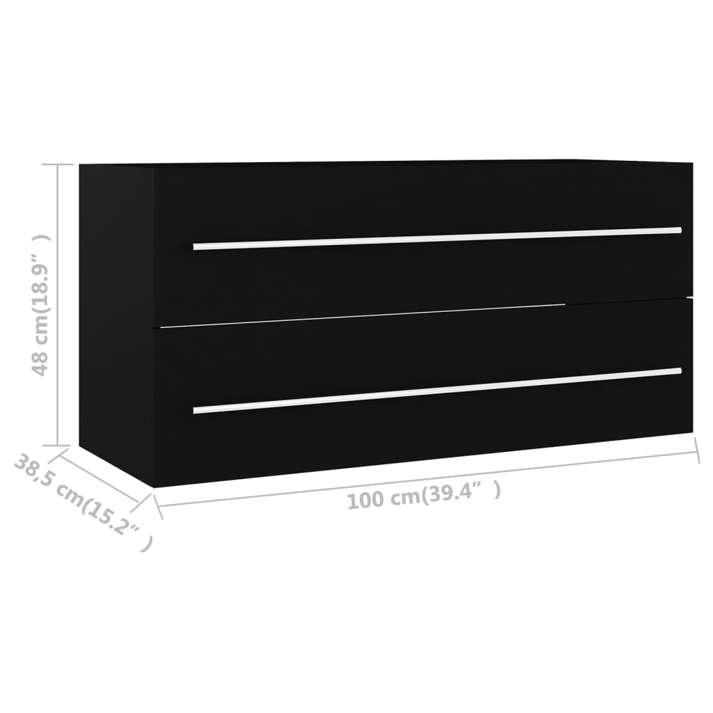 Sink Cabinet Black 100x38.5x48 cm Engineered Wood