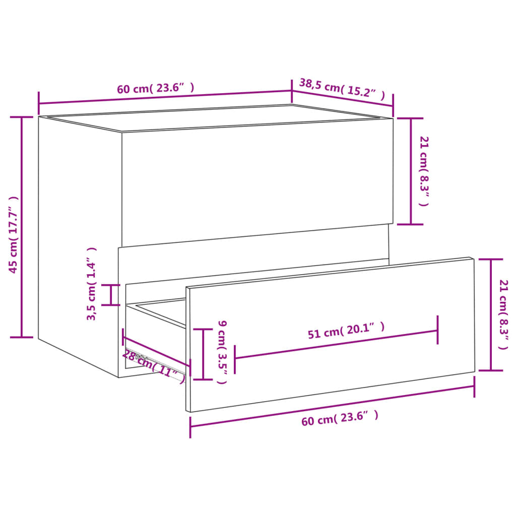 Sink Cabinet Sonoma Oak 60x38.5x45 cm Engineered Wood