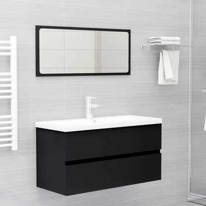 Sink Cabinet Black 90x38.5x45 cm Engineered Wood