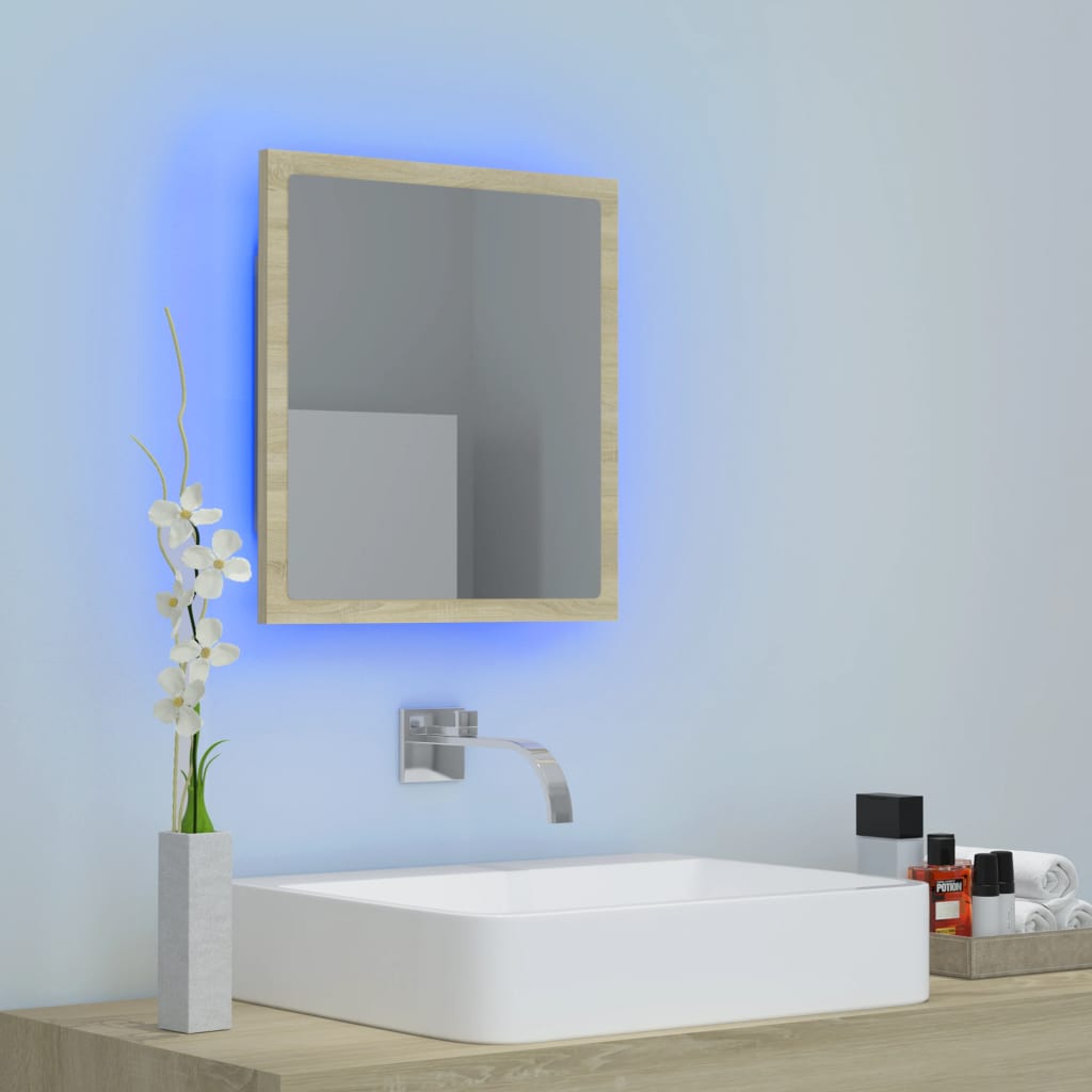 LED Bathroom Mirror Sonoma Oak 40x8.5x37 cm Acrylic - Bend