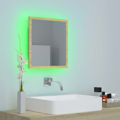 LED Bathroom Mirror Sonoma Oak 40x8.5x37 cm Acrylic - Bend