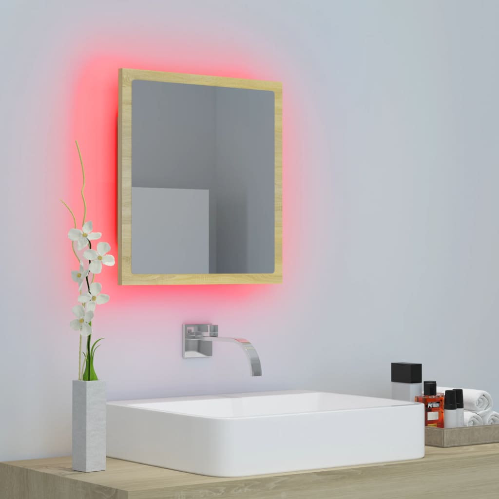 LED Bathroom Mirror Sonoma Oak 40x8.5x37 cm Acrylic - Bend