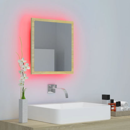 LED Bathroom Mirror Sonoma Oak 40x8.5x37 cm Acrylic - Bend