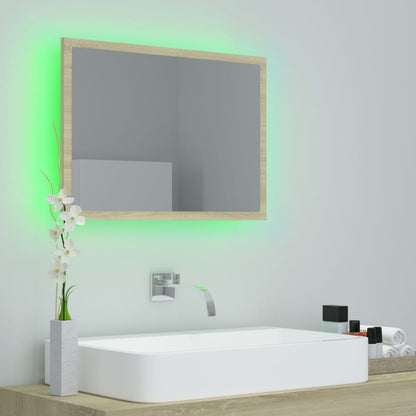 LED Bathroom Mirror Sonoma Oak 60x8.5x37 cm Acrylic