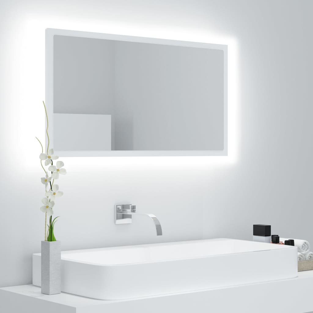 LED Bathroom Mirror White 80x8.5x37 cm Acrylic