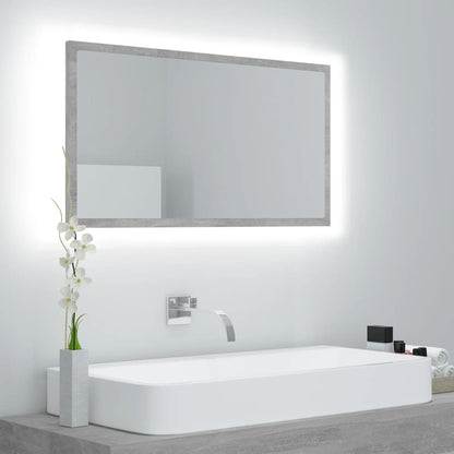 LED Bathroom Mirror Concrete Grey 80x8.5x37 cm Acrylic