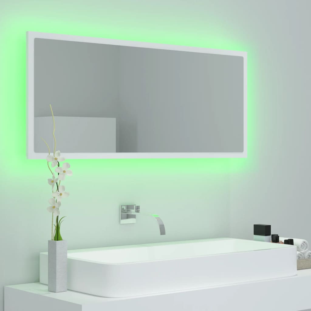 LED Bathroom Mirror White 100x8.5x37 cm Acrylic