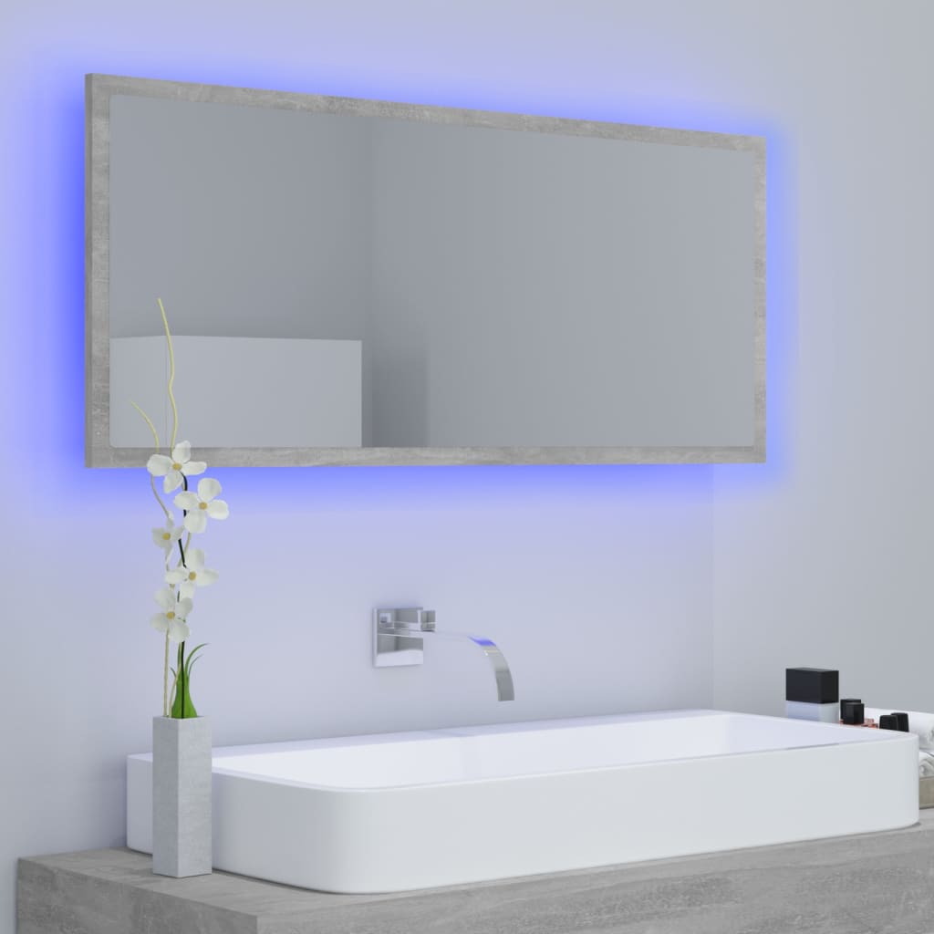 LED Bathroom Mirror Concrete Grey 100x8.5x37 cm Acrylic - Bend