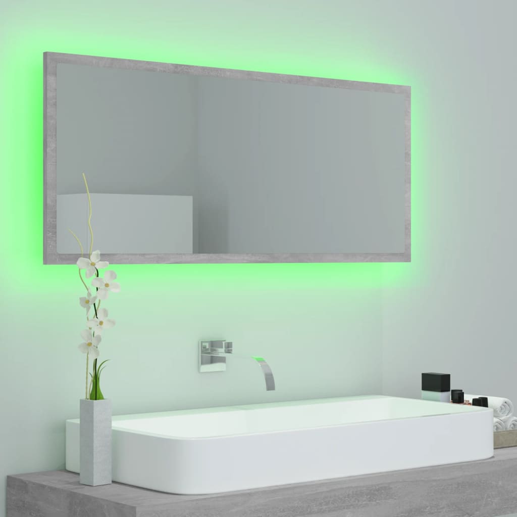 LED Bathroom Mirror Concrete Grey 100x8.5x37 cm Acrylic - Bend