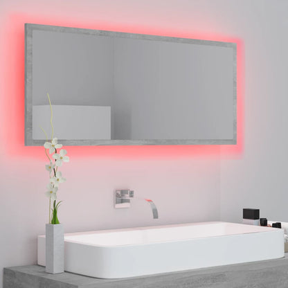 LED Bathroom Mirror Concrete Grey 100x8.5x37 cm Acrylic - Bend