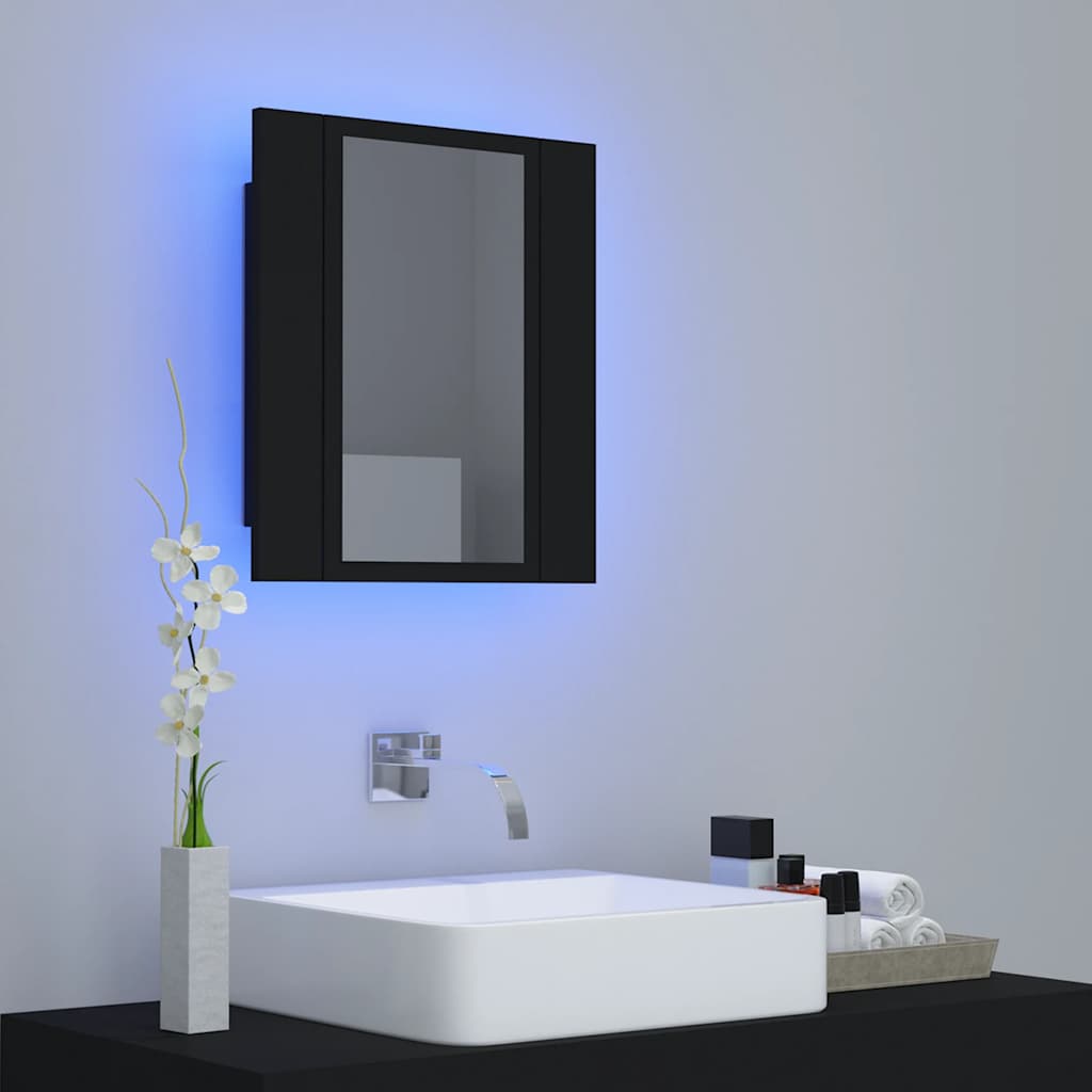 LED Bathroom Mirror Cabinet Black 40x12x45 cm Acrylic - Bend