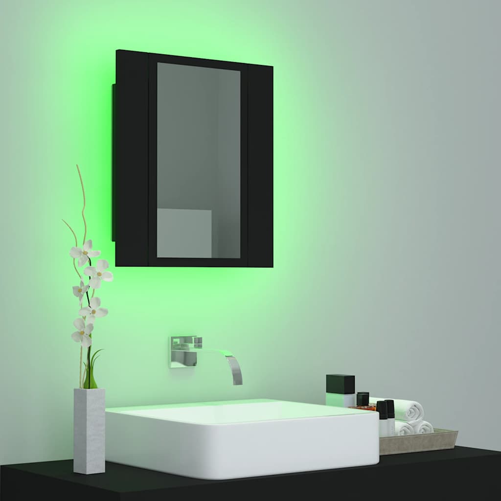 LED Bathroom Mirror Cabinet Black 40x12x45 cm Acrylic - Bend