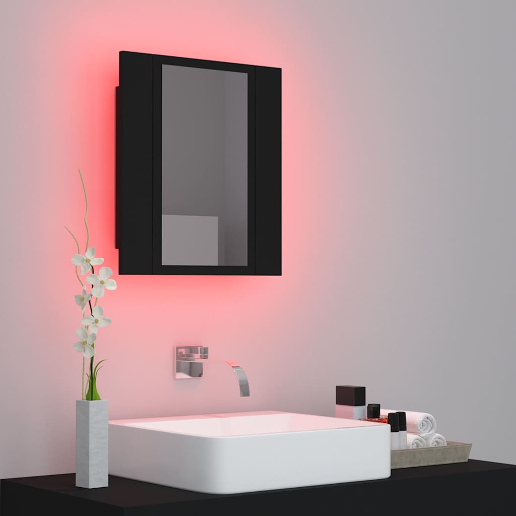 LED Bathroom Mirror Cabinet Black 40x12x45 cm Acrylic - Bend