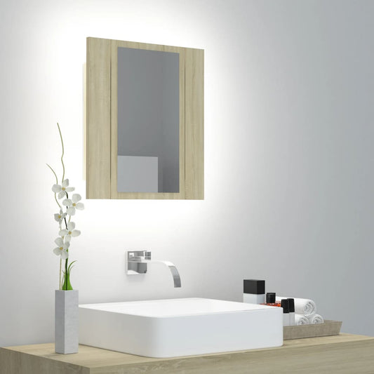 LED Bathroom Mirror Cabinet Sonoma Oak 40x12x45 cm Acrylic - Bend