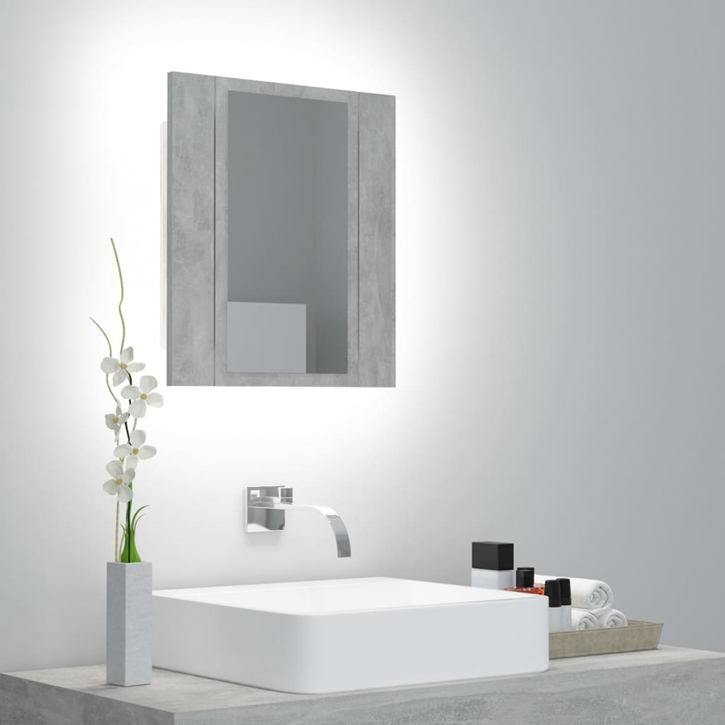 LED Bathroom Mirror Cabinet Concrete Grey 40x12x45 cm Acrylic