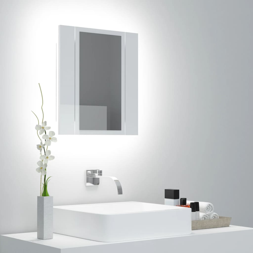 LED Bathroom Mirror Cabinet High Gloss White 40x12x45 cm Acrylic - Bend