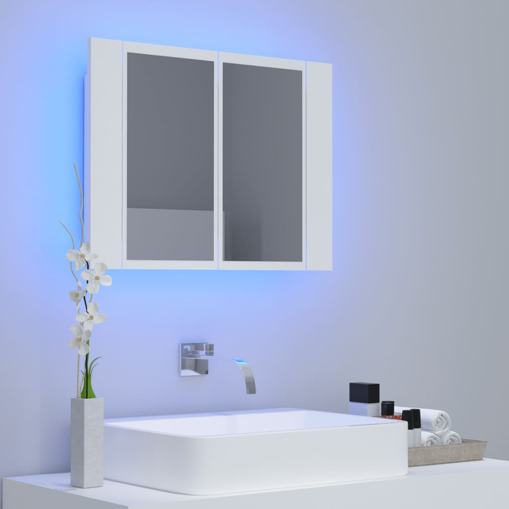 LED Bathroom Mirror Cabinet White 60x12x45 cm Acrylic - Bend