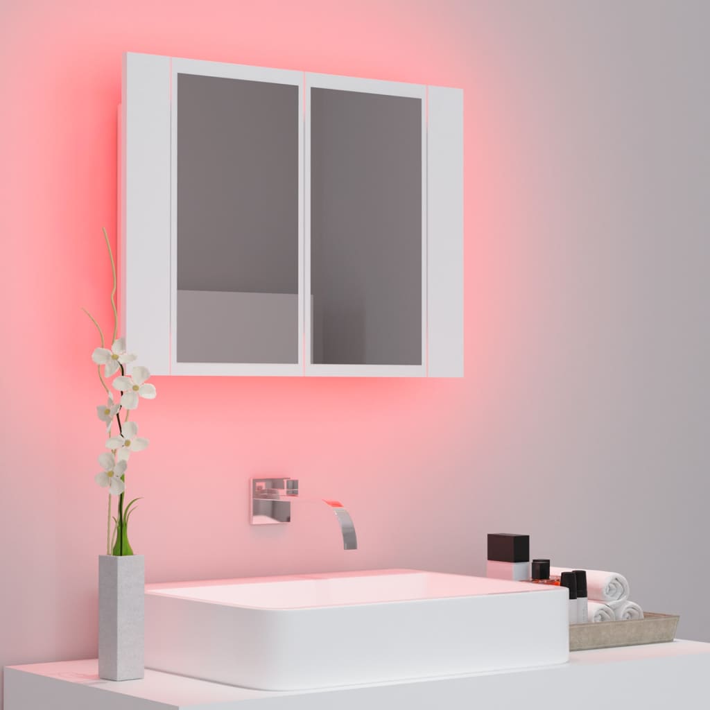 LED Bathroom Mirror Cabinet White 60x12x45 cm Acrylic - Bend