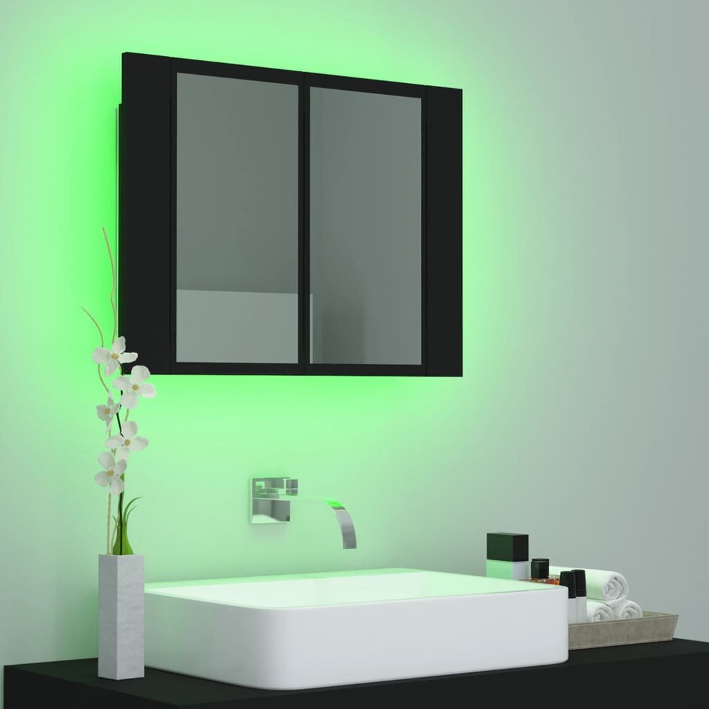 LED Bathroom Mirror Cabinet Black 60x12x45 cm Acrylic - Bend