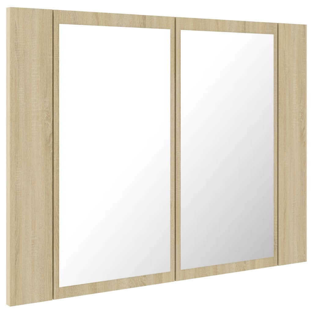 LED Bathroom Mirror Cabinet Sonoma Oak 60x12x45 cm Acrylic - Bend