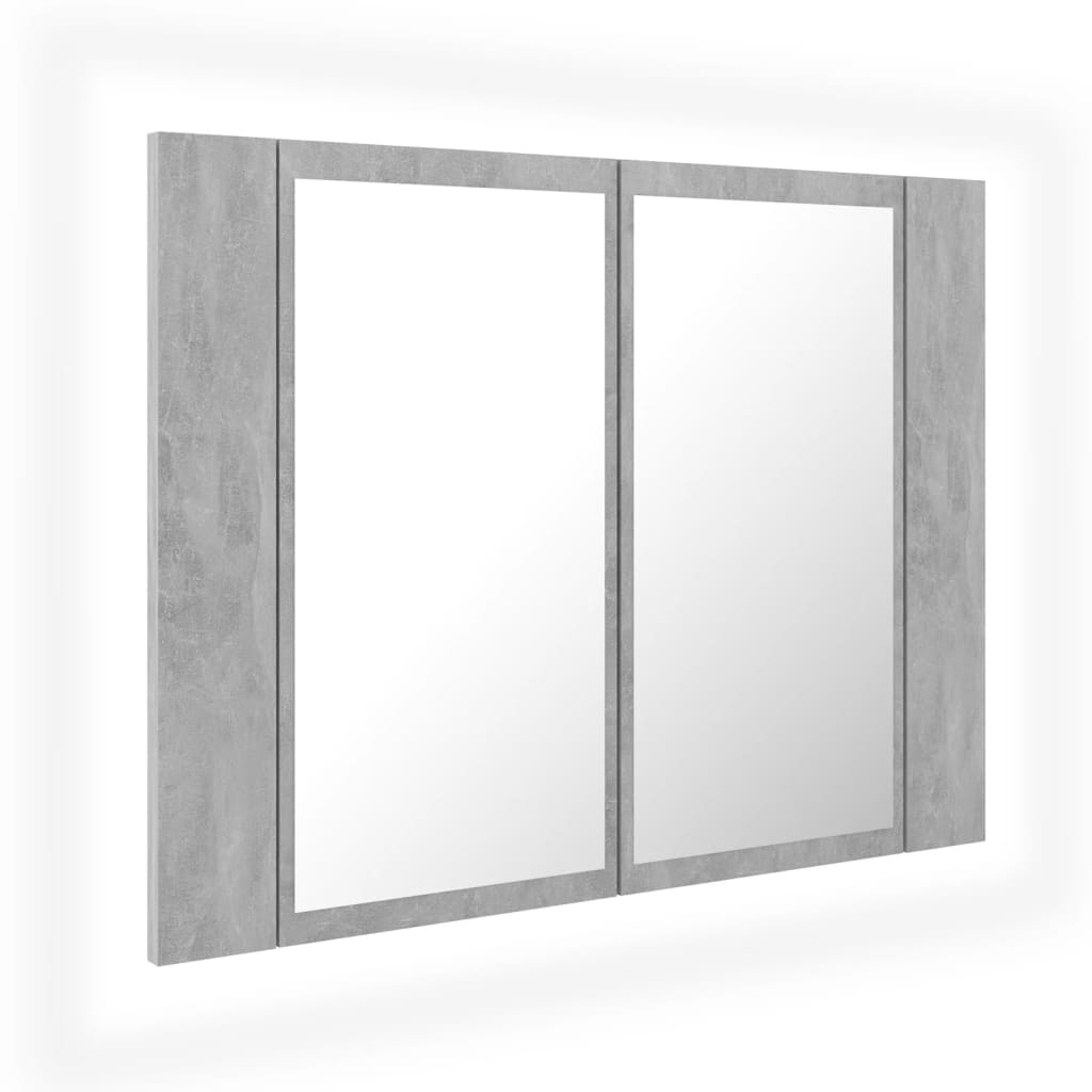 LED Bathroom Mirror Cabinet Concrete Grey 60x12x45 cm Acrylic - Bend