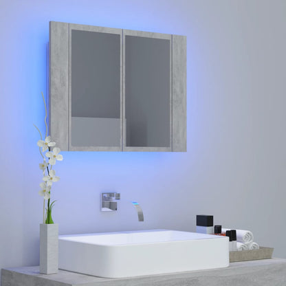 LED Bathroom Mirror Cabinet Concrete Grey 60x12x45 cm Acrylic - Bend