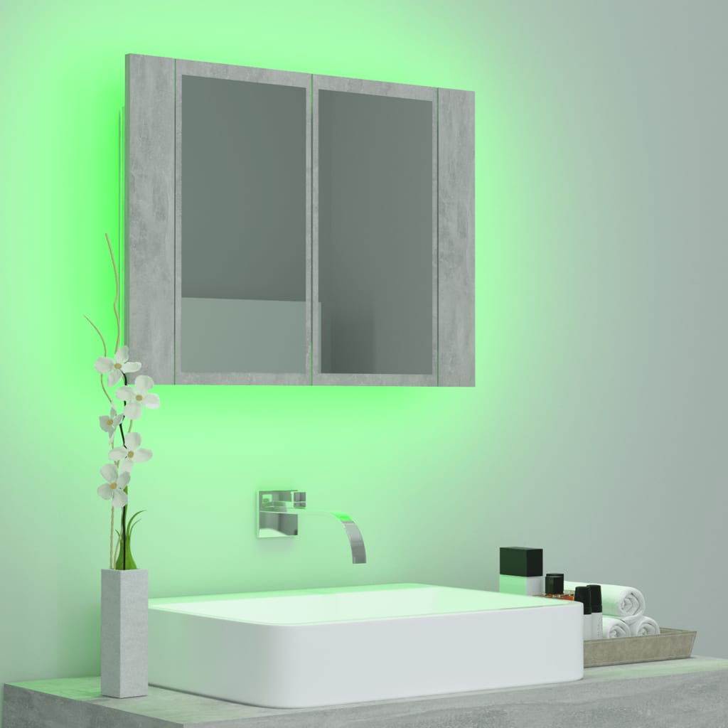 LED Bathroom Mirror Cabinet Concrete Grey 60x12x45 cm Acrylic - Bend