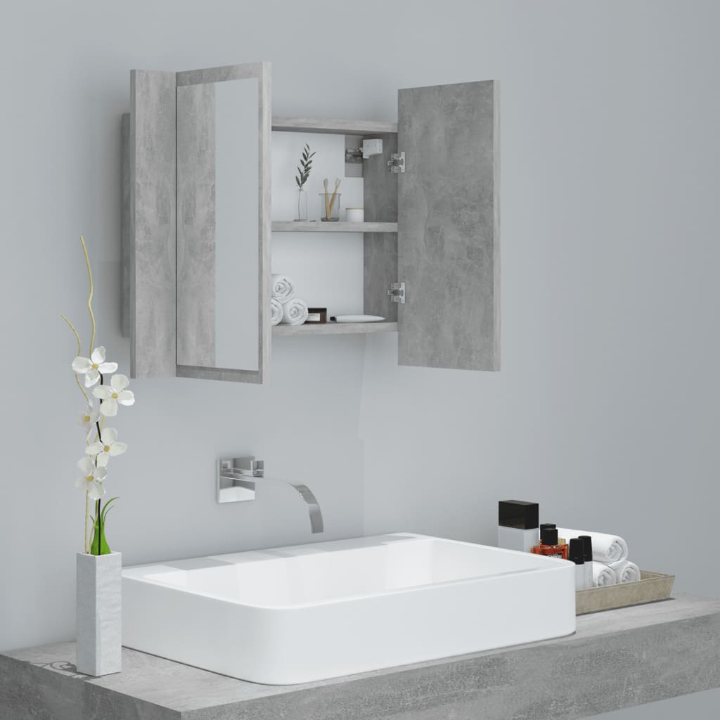 LED Bathroom Mirror Cabinet Concrete Grey 60x12x45 cm Acrylic - Bend