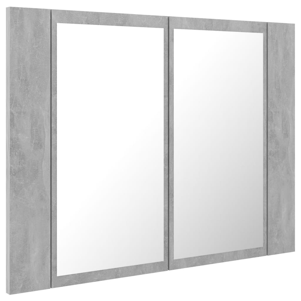 LED Bathroom Mirror Cabinet Concrete Grey 60x12x45 cm Acrylic - Bend