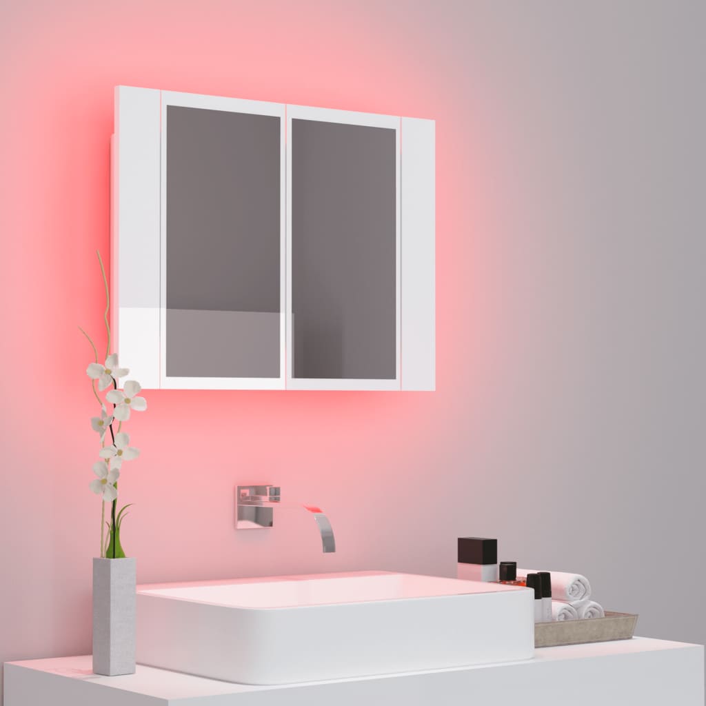 LED Bathroom Mirror Cabinet High Gloss White 60x12x45 cm Acrylic - Bend