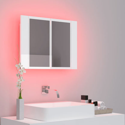 LED Bathroom Mirror Cabinet High Gloss White 60x12x45 cm Acrylic - Bend