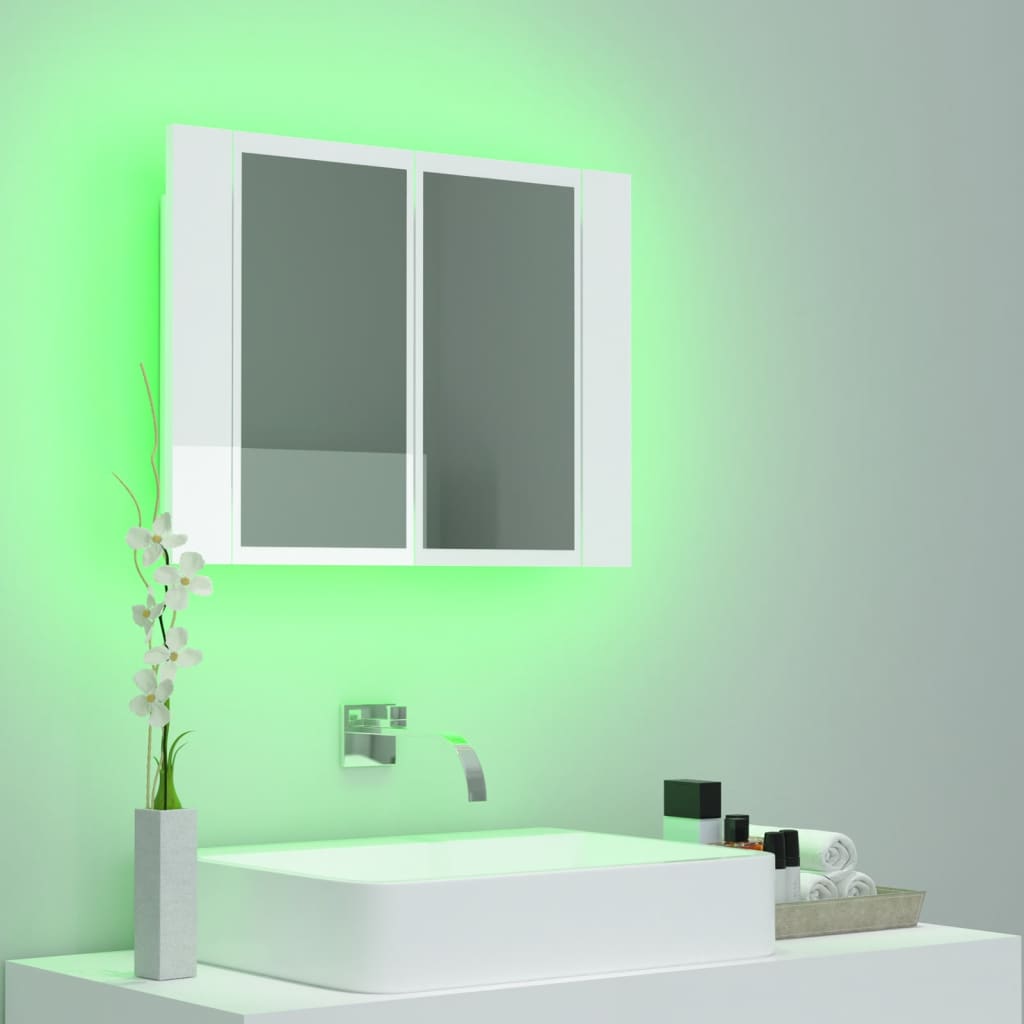 LED Bathroom Mirror Cabinet High Gloss White 60x12x45 cm Acrylic - Bend